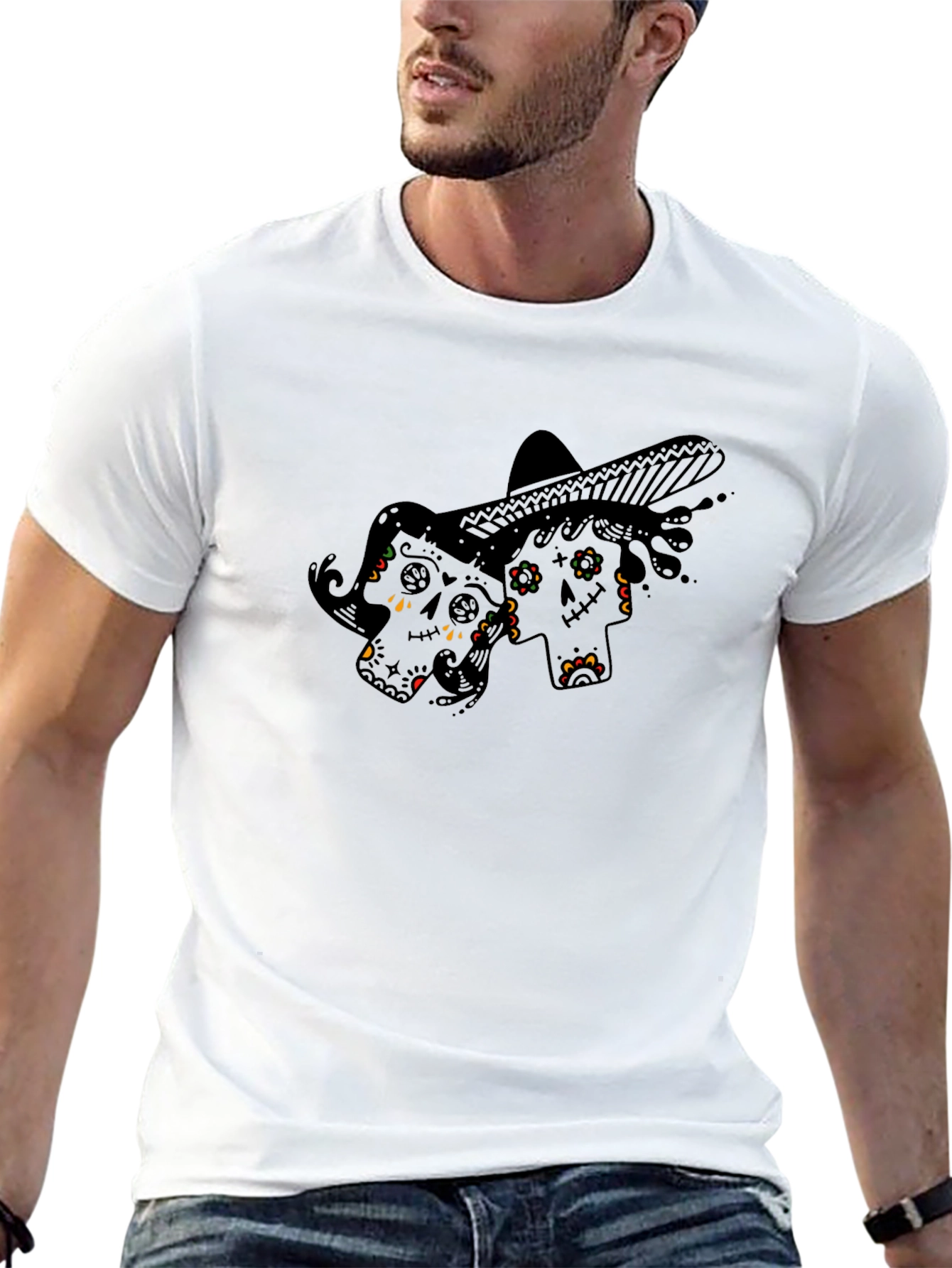Day of the Dead Skull Sombrero T-Shirt