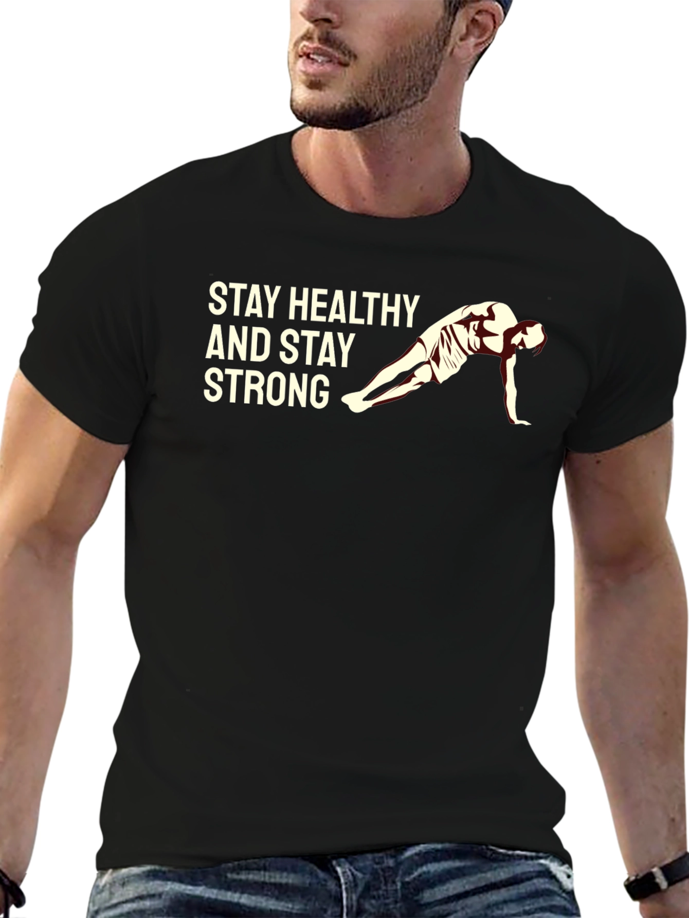 Stay Healthy and Strong Black T-Shirt