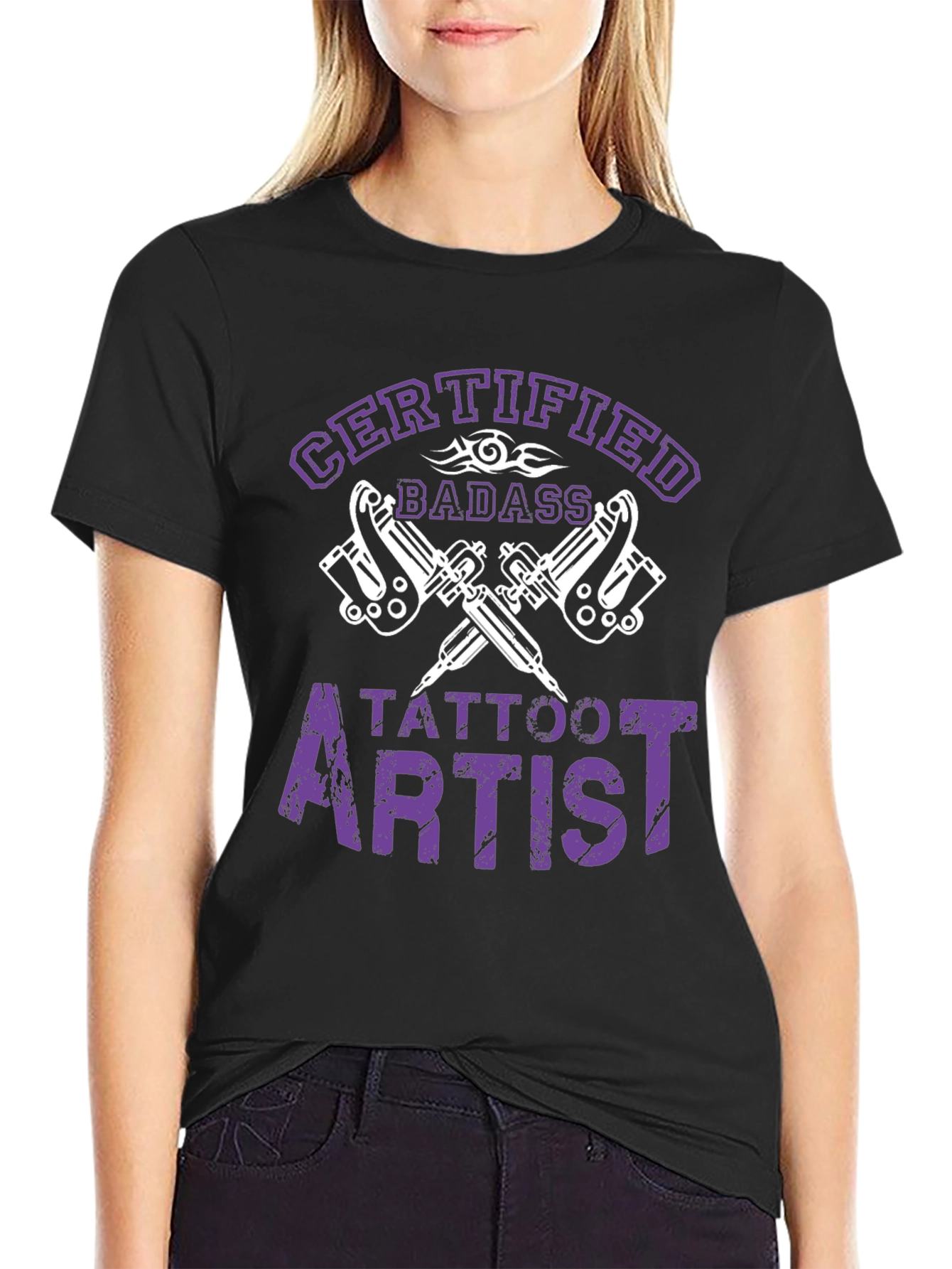 Certified Badass Tattoo Artist Black T-Shirt