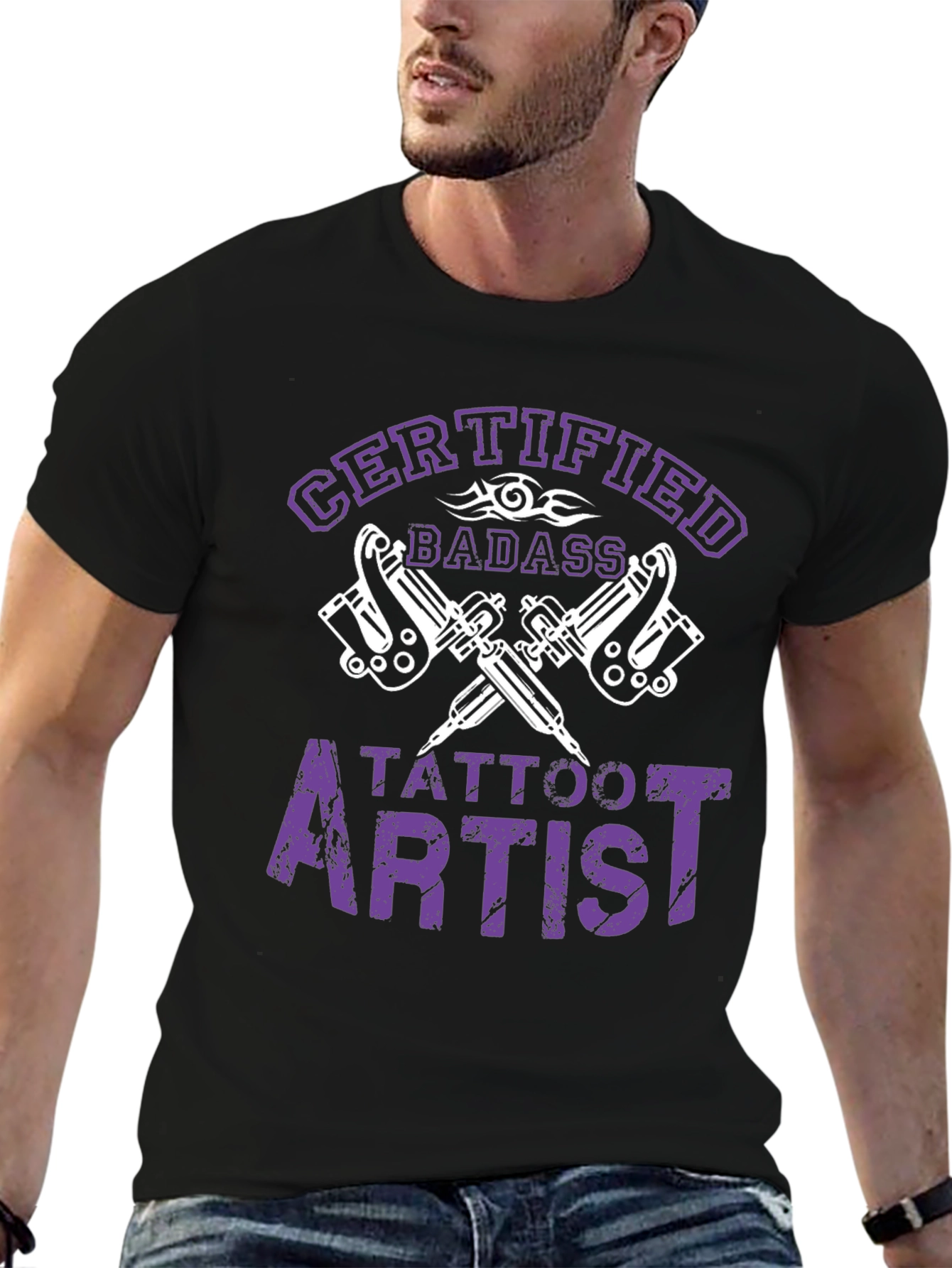 Certified Badass Tattoo Artist Black T-Shirt