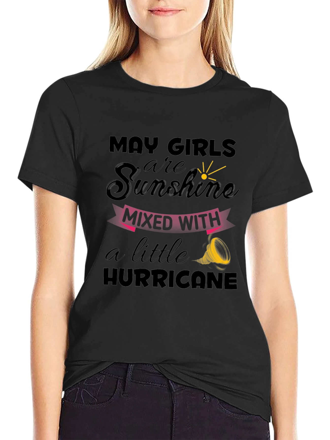 May Girl Sunshine Hurricane Black Graphic Tee