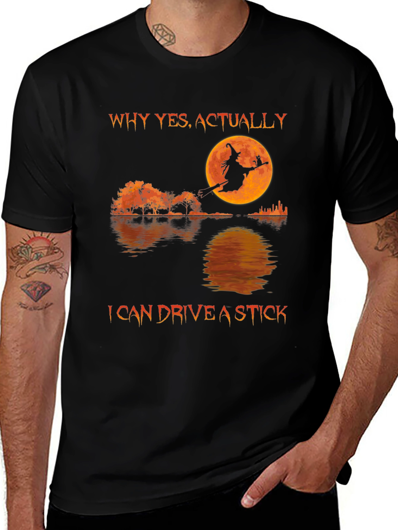 Witch Silhouette T-Shirt - I Can Drive A Stick