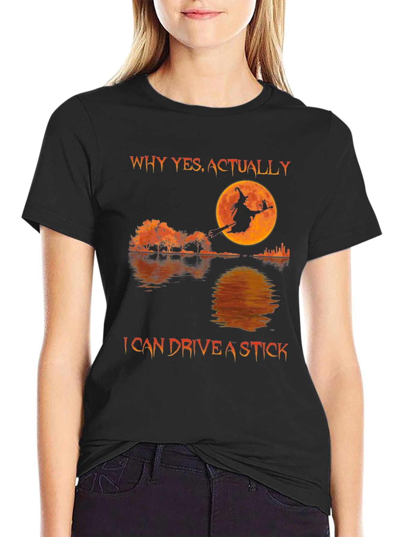 Witch Silhouette T-Shirt - I Can Drive A Stick