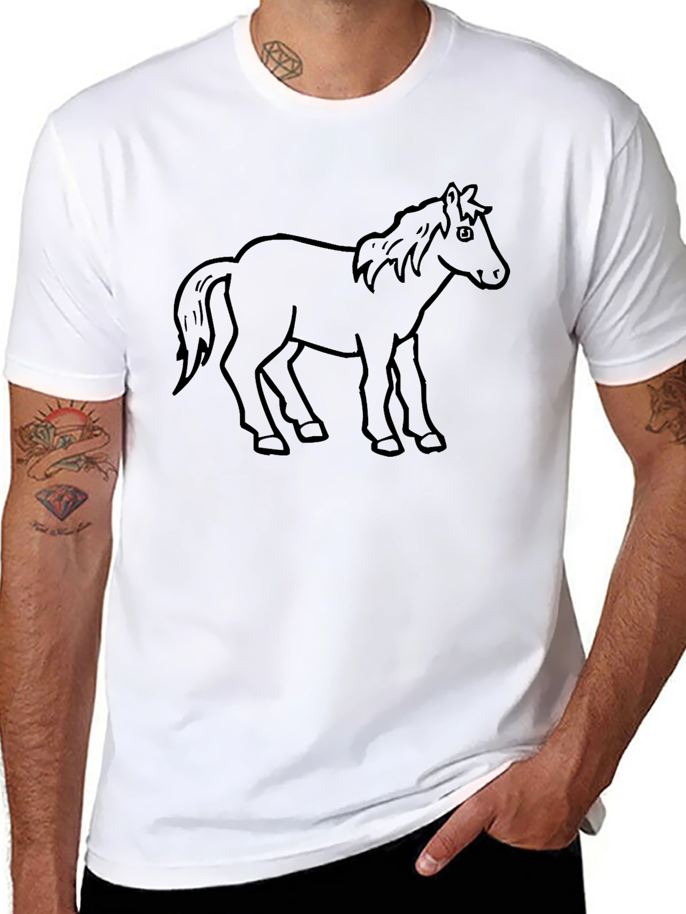 Black Horse Graphic Tee - Unisex Casual Shirt