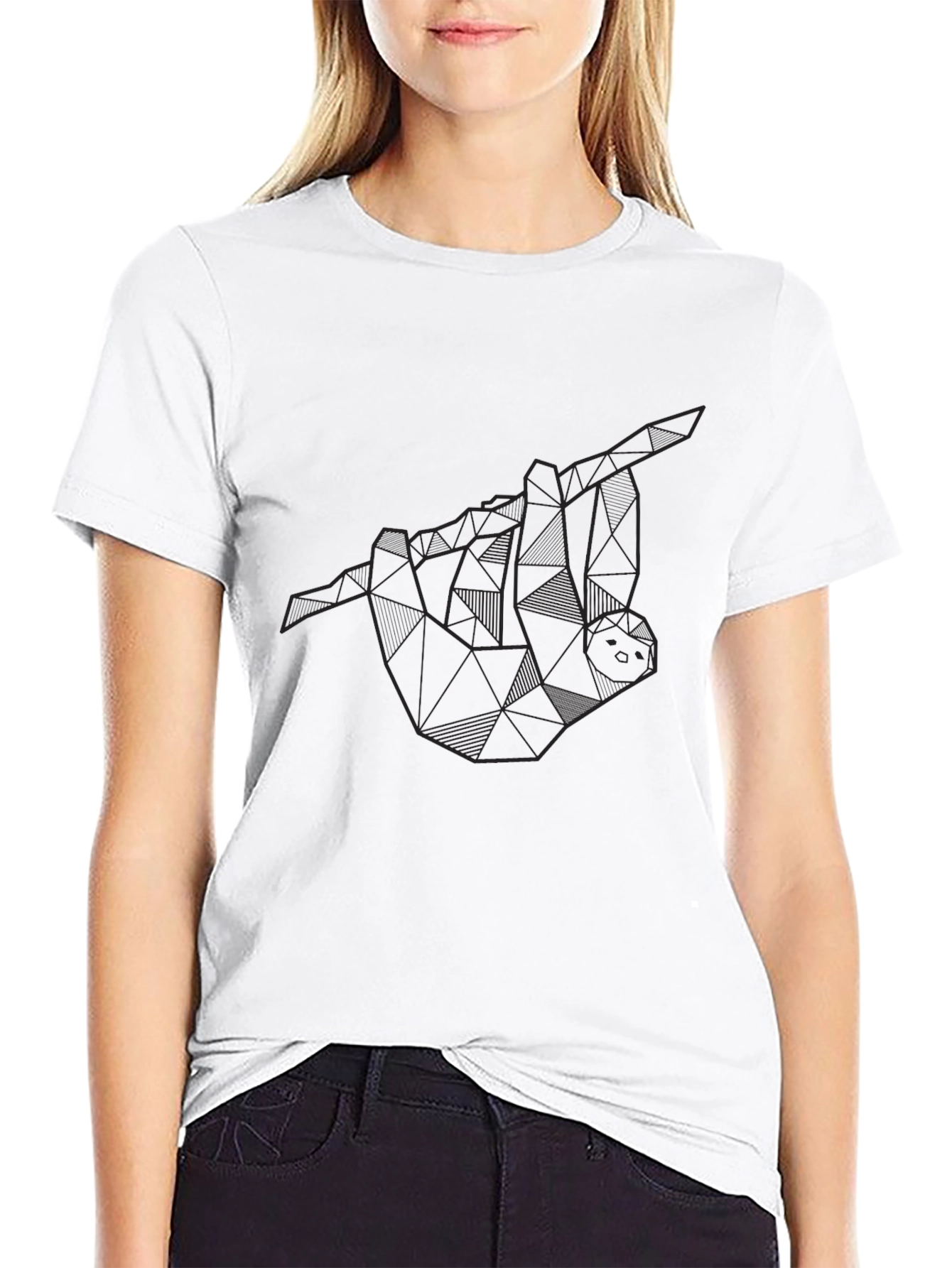 Geometric Sloth Graphic Tee - Relaxed Fit