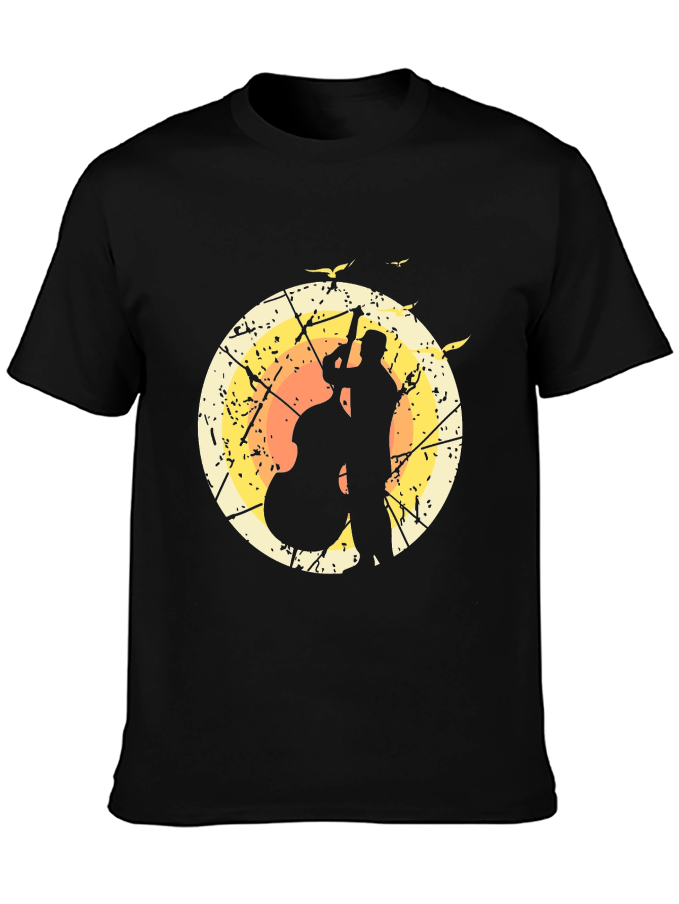 Jazz Bassist Silhouette Graphic T-Shirt