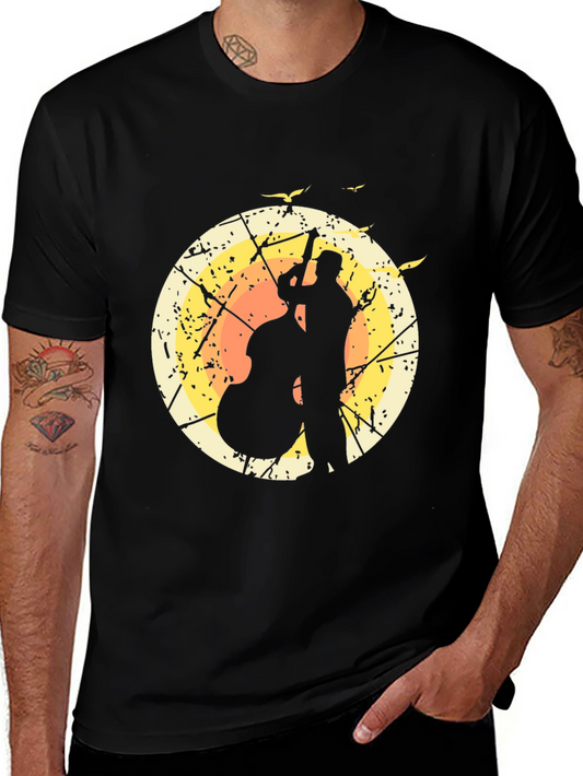 Jazz Bassist Silhouette Graphic T-Shirt