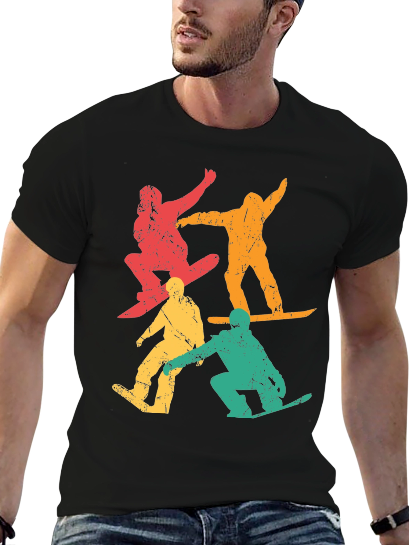 Retro Snowboarder T-Shirt - Distressed Style