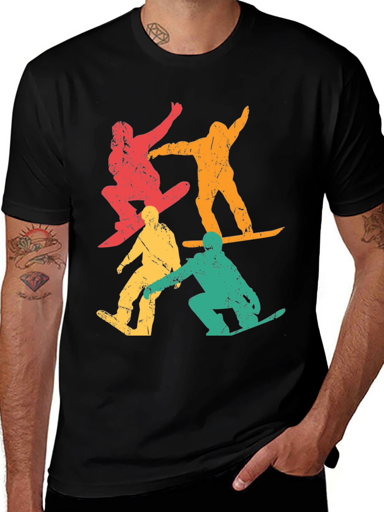 Retro Snowboarder T-Shirt - Distressed Style