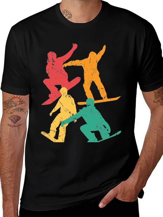 Retro Snowboarder T-Shirt - Distressed Style