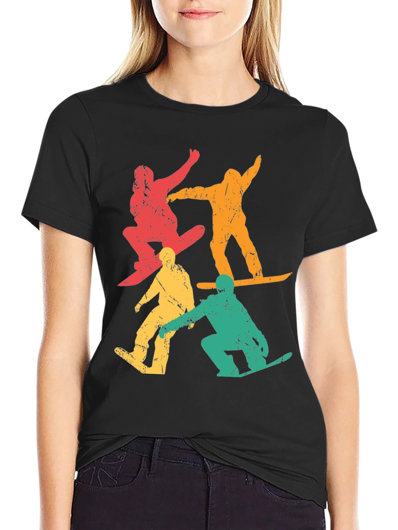 Retro Snowboarder T-Shirt - Distressed Style
