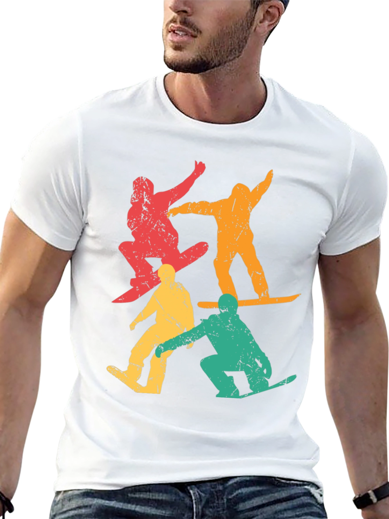 Retro Snowboarder T-Shirt - Distressed Style
