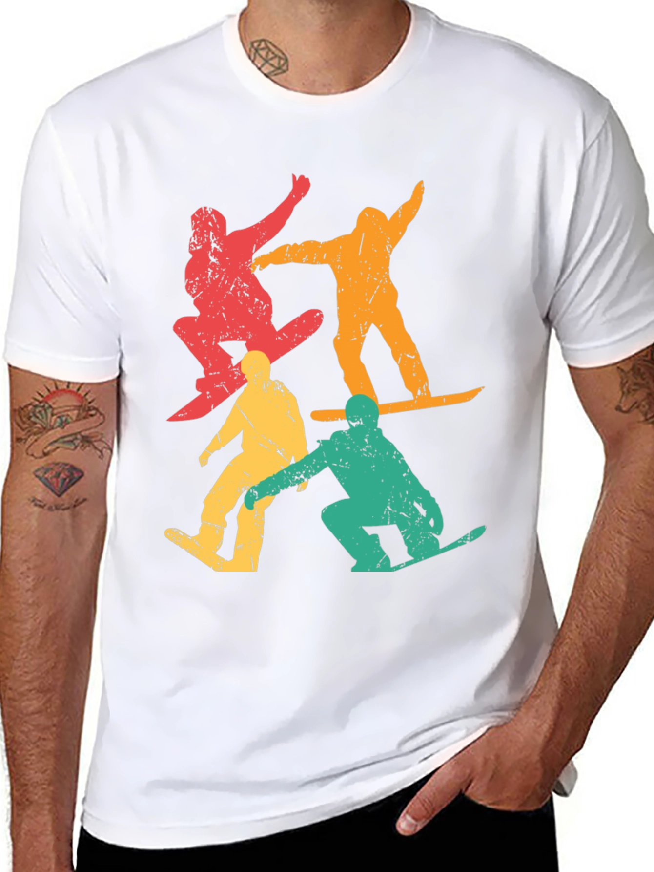 Retro Snowboarder T-Shirt - Distressed Style
