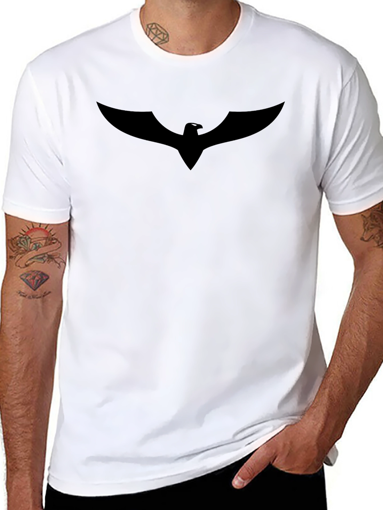 Mens Black Eagle Logo T-Shirt