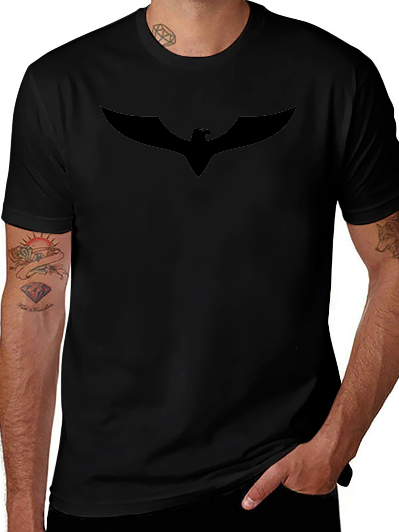 Mens Black Eagle Logo T-Shirt