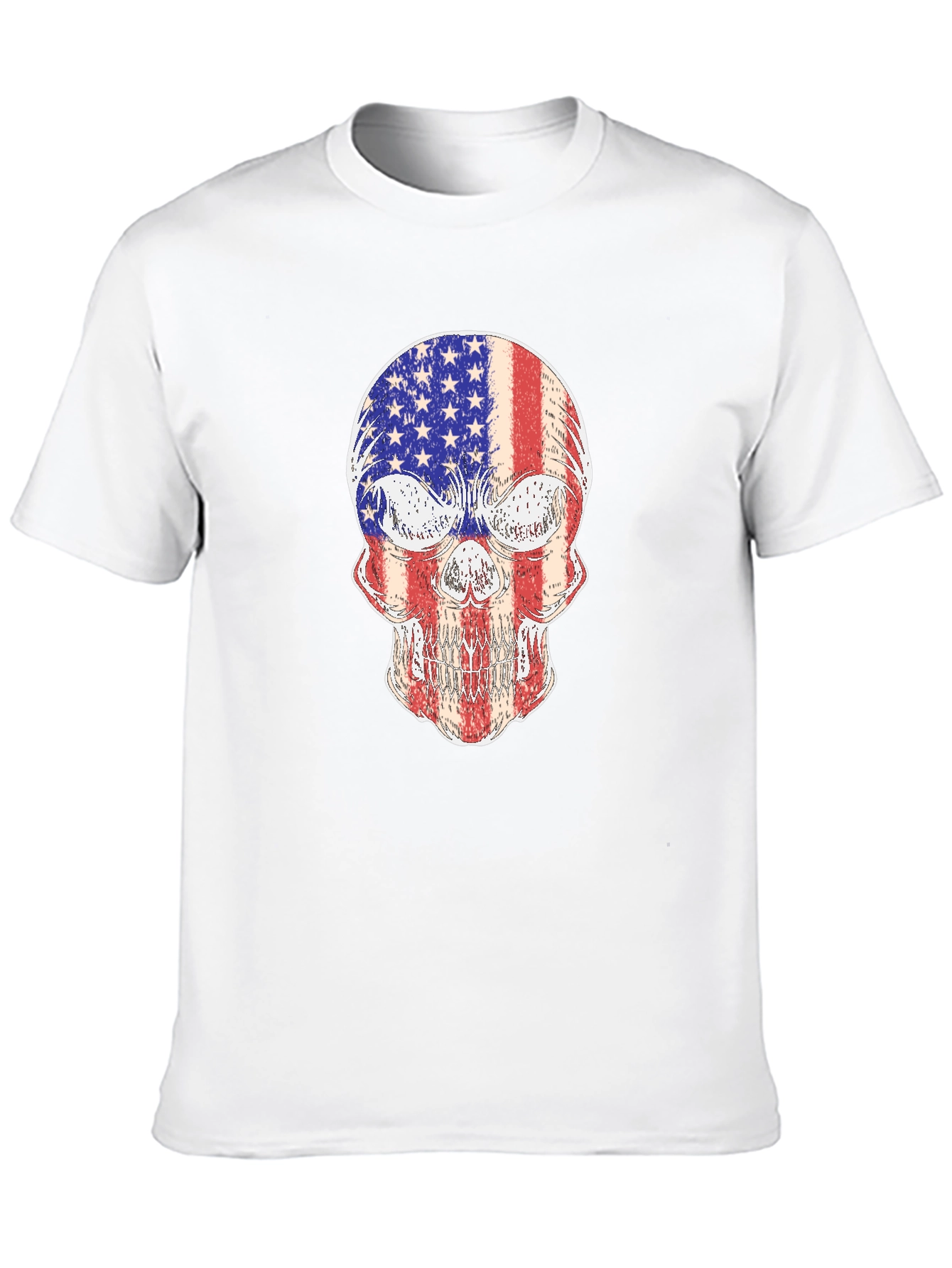 American Flag Skull Graphic Tee - Patriotic Pride