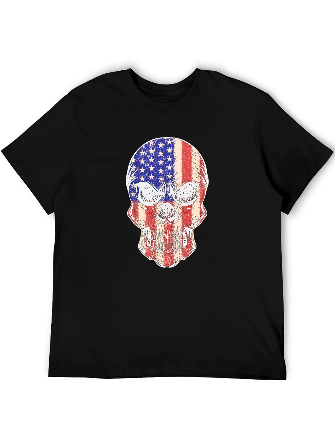 American Flag Skull Graphic Tee - Patriotic Pride