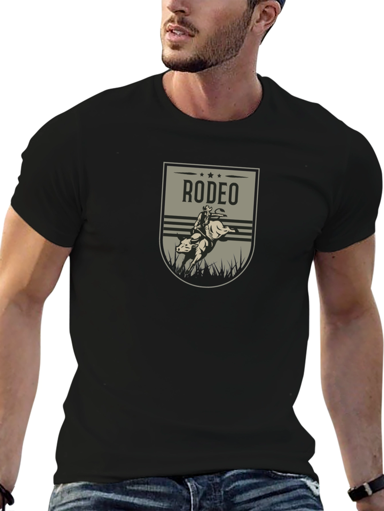 Rodeo Rider Graphic Tee - Black Cotton T-Shirt