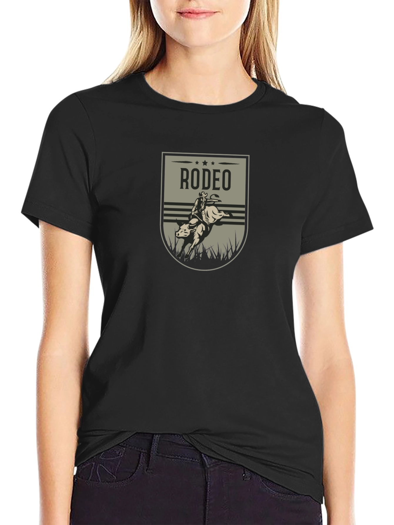 Rodeo Rider Graphic Tee - Black Cotton T-Shirt