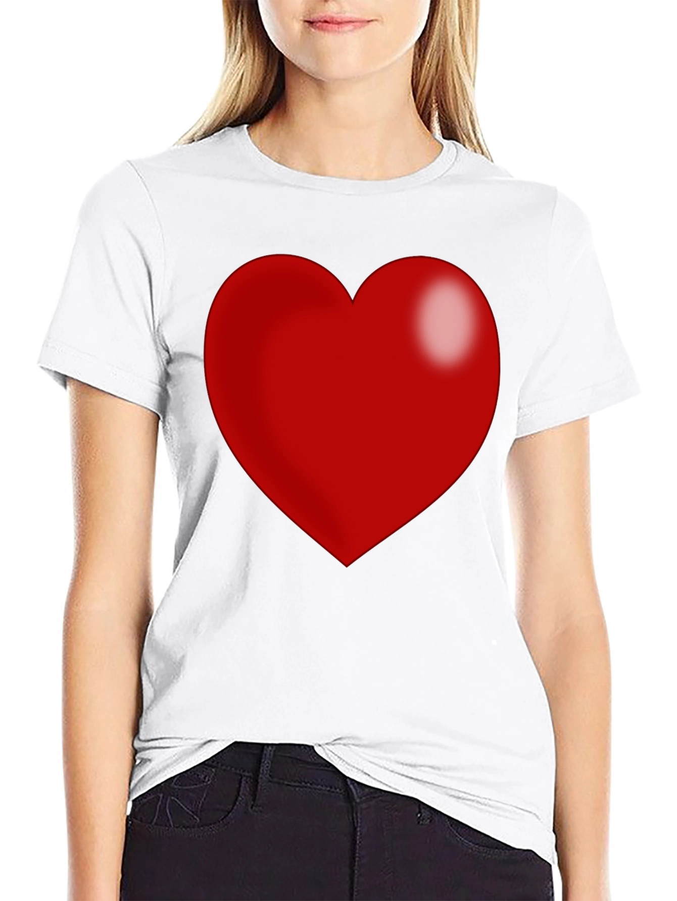 Red Heart Graphic Print Black T-Shirt