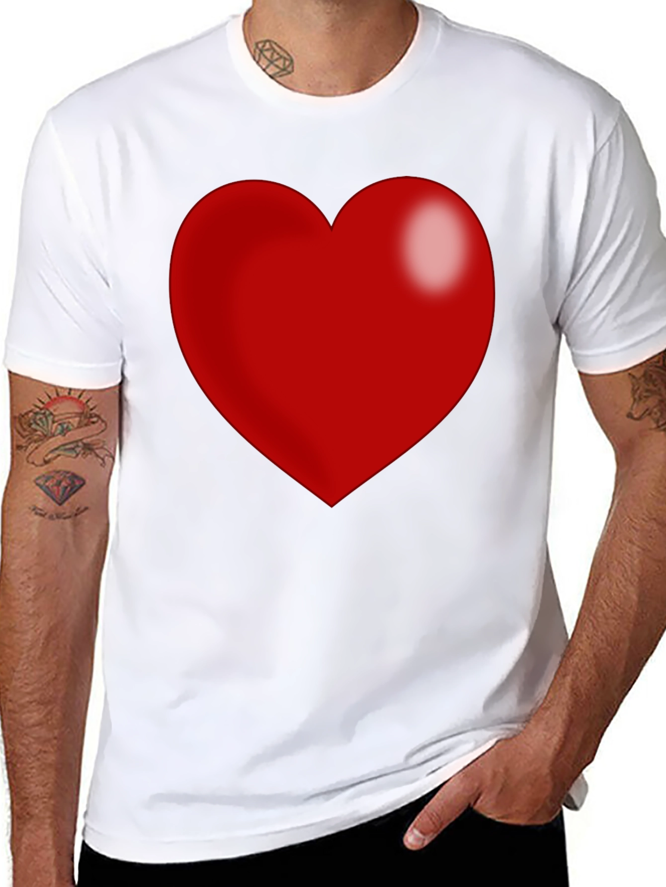 Red Heart Graphic Print Black T-Shirt