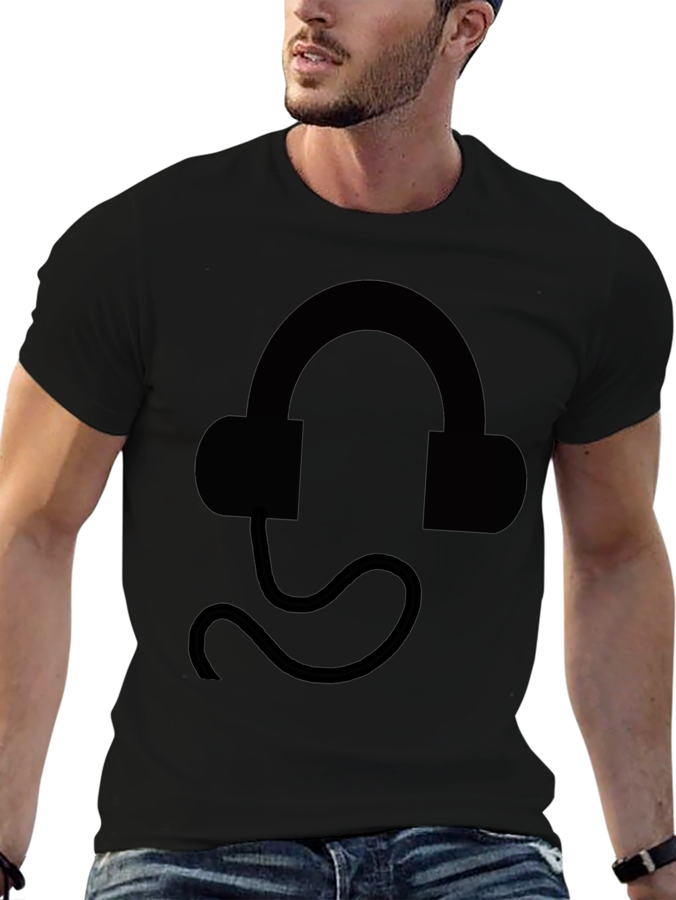 Black Headphone Graphic Tee - Stylish & Comfortable
