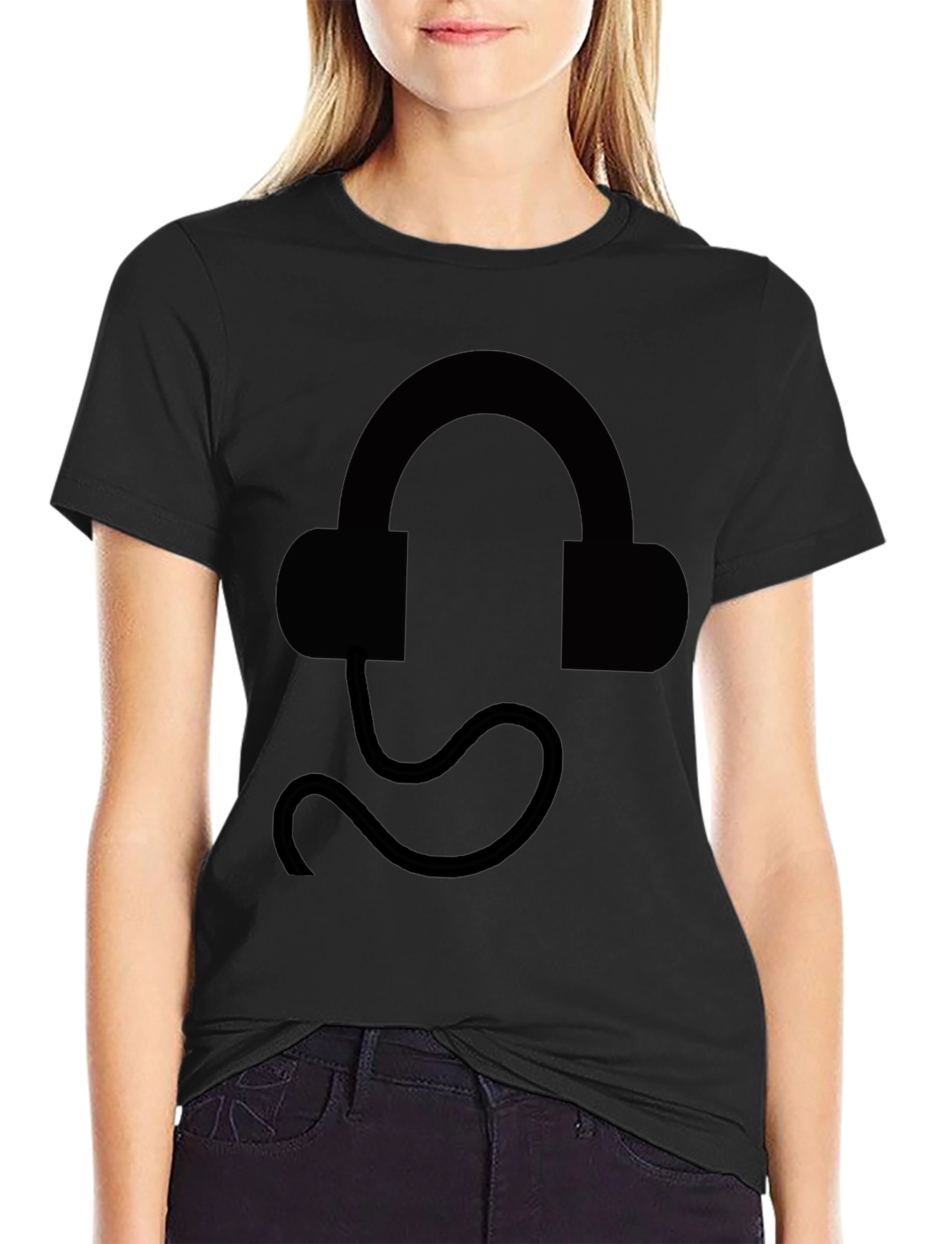 Black Headphone Graphic Tee - Stylish & Comfortable
