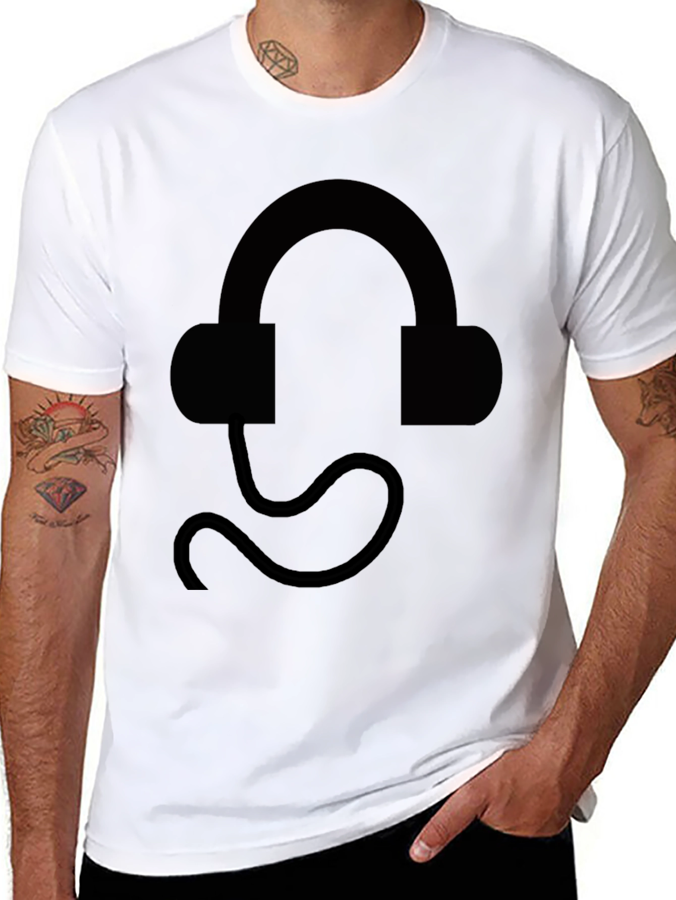 Black Headphone Graphic Tee - Stylish & Comfortable