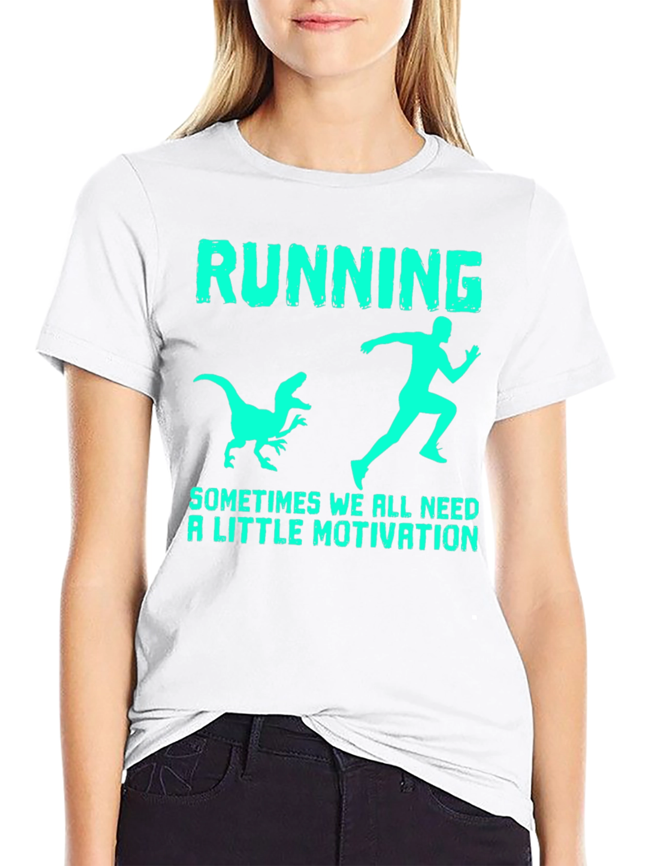 Funny Running T-Shirt: Dinosaur Chasing Motivation