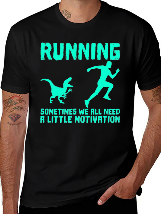 Funny Running T-Shirt: Dinosaur Chasing Motivation