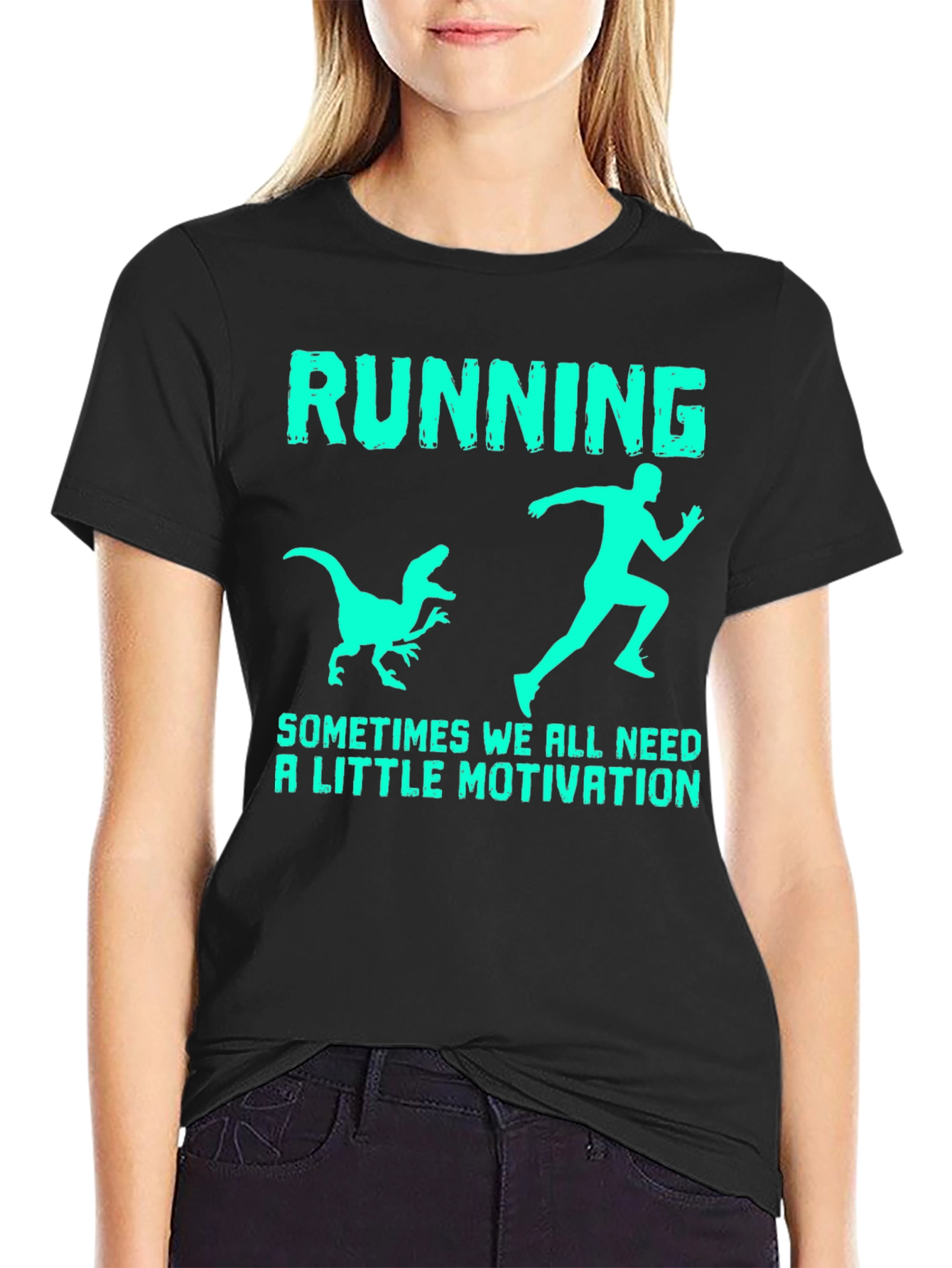 Funny Running T-Shirt: Dinosaur Chasing Motivation