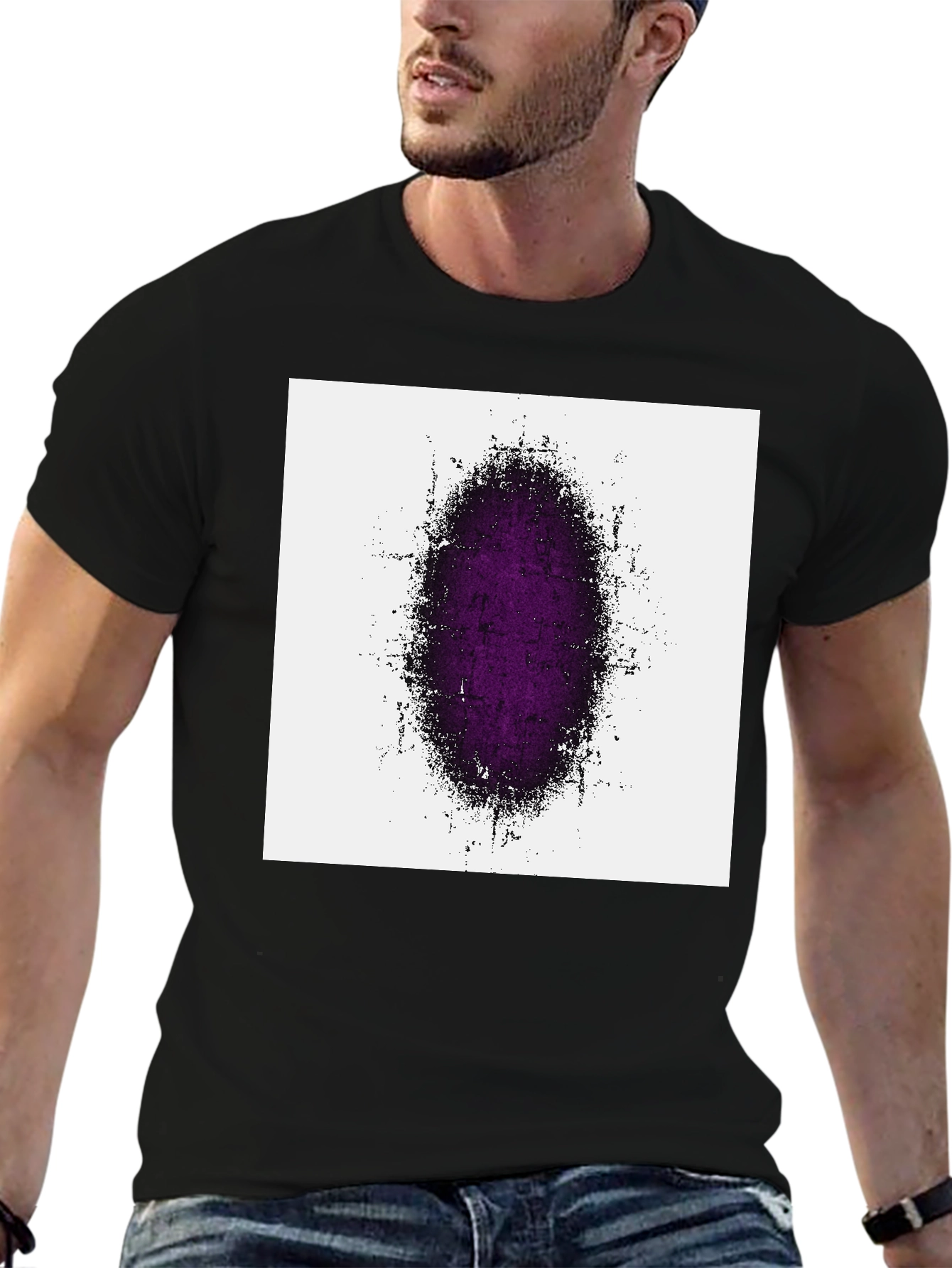 Abstract Purple Grunge Graphic T-Shirt