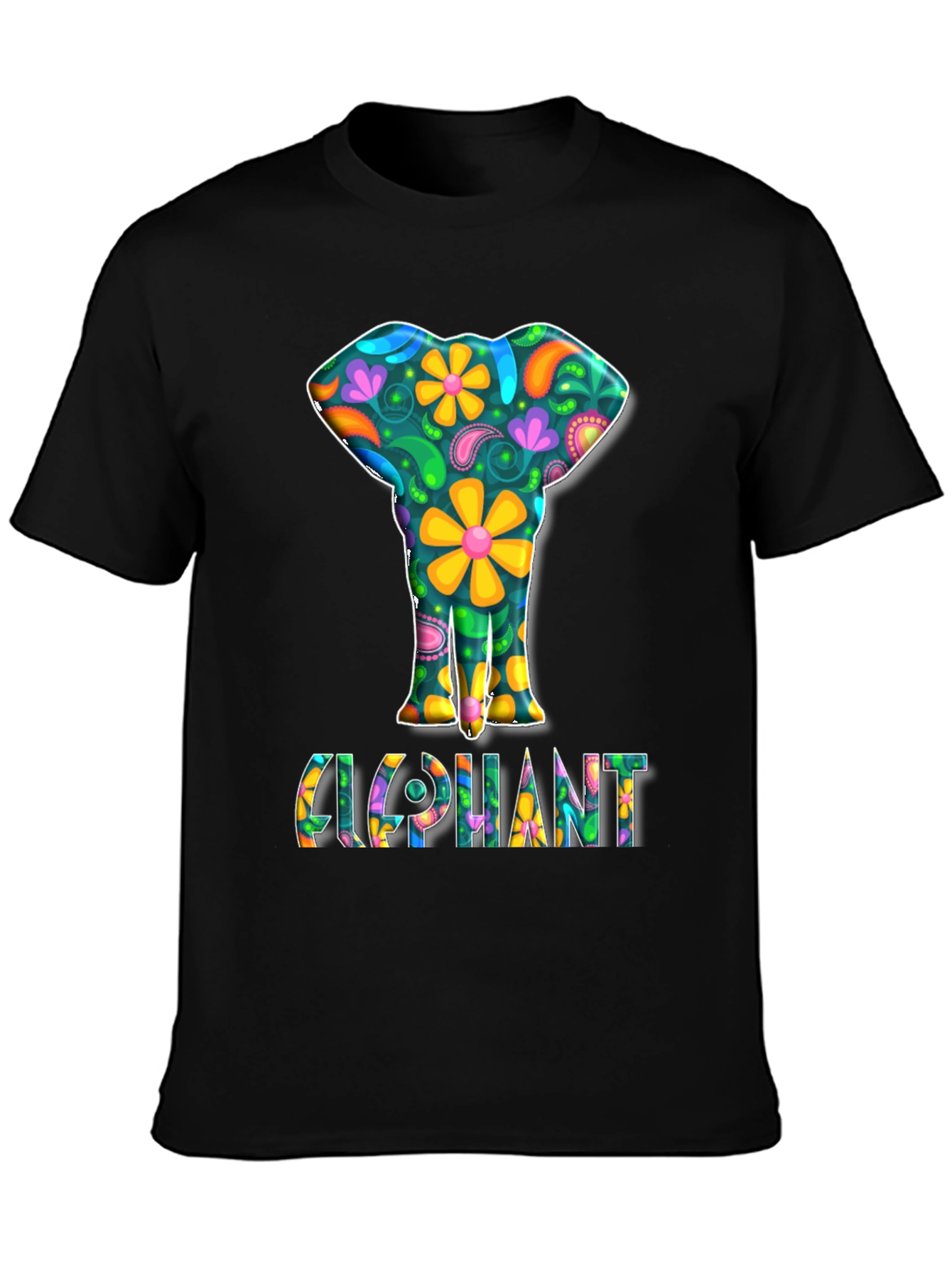 Floral Elephant Graphic Tee - Groovy Style