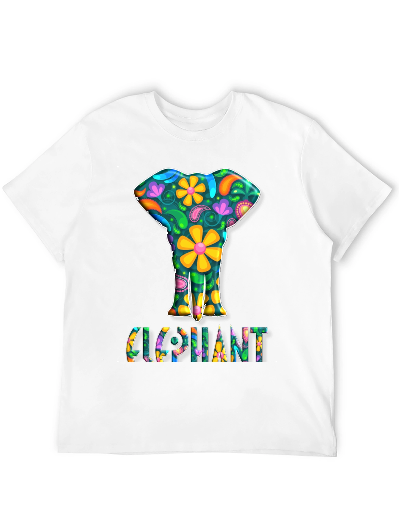Floral Elephant Graphic Tee - Groovy Style