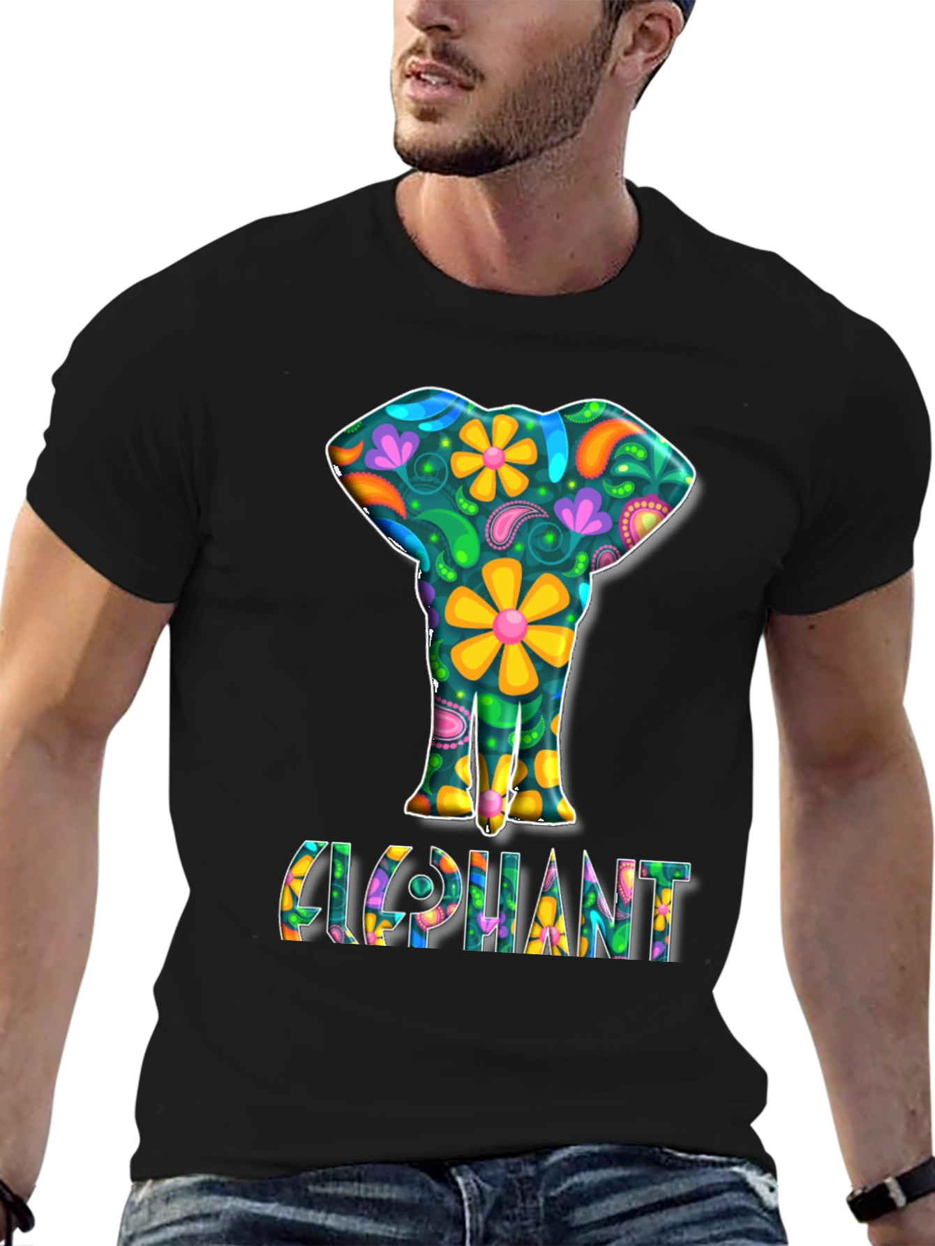 Floral Elephant Graphic Tee - Groovy Style