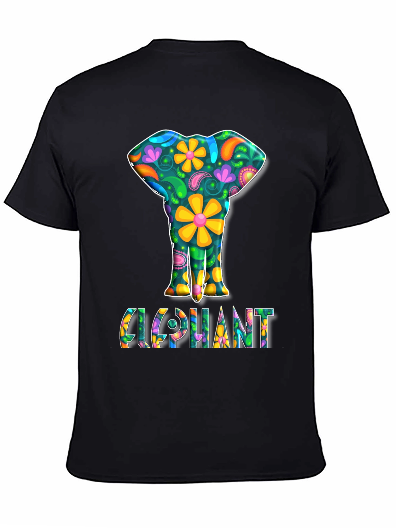 Floral Elephant Graphic Tee - Groovy Style