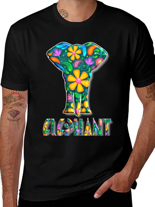 Floral Elephant Graphic Tee - Groovy Style