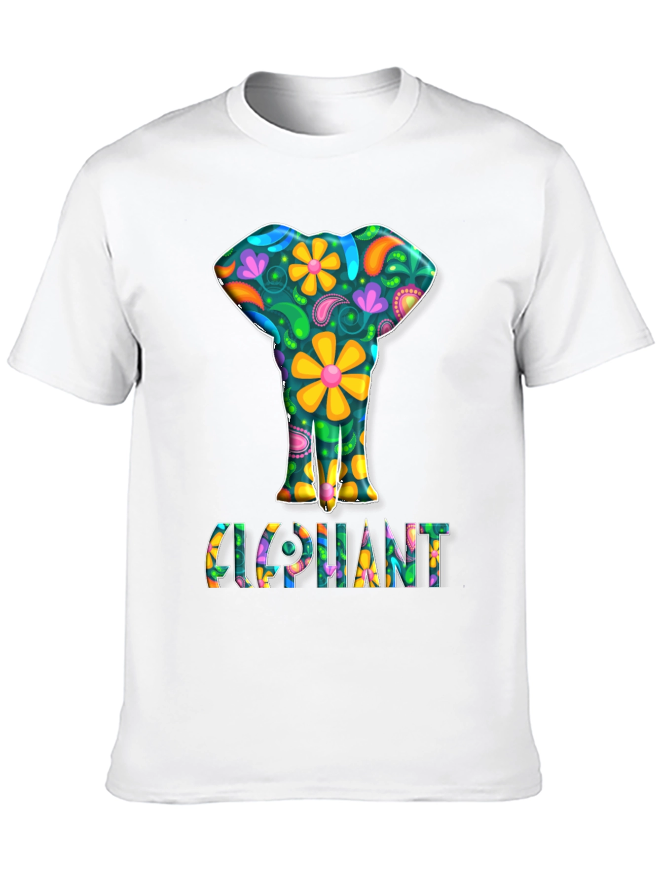 Floral Elephant Graphic Tee - Groovy Style
