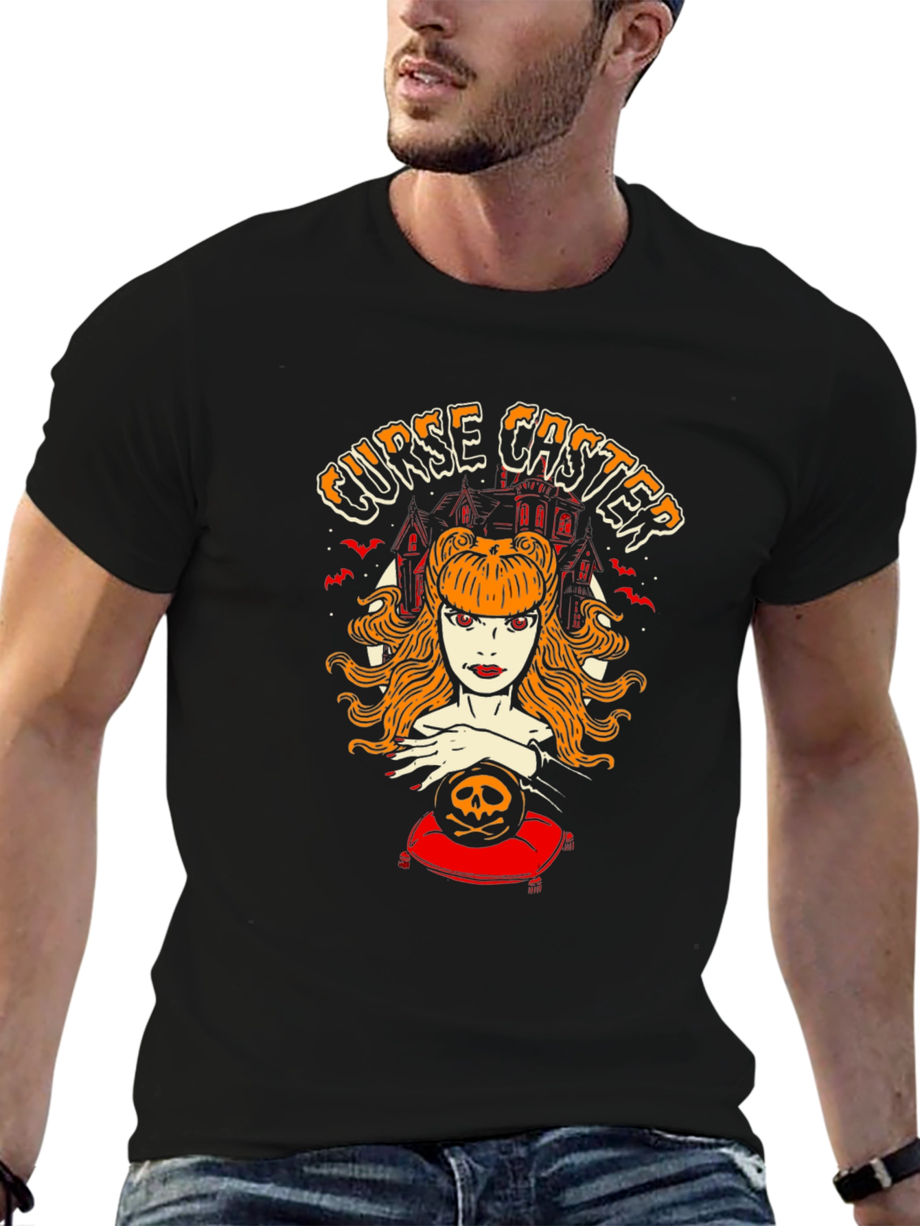 Curse Caster Graphic T-Shirt - Halloween Witch Tee