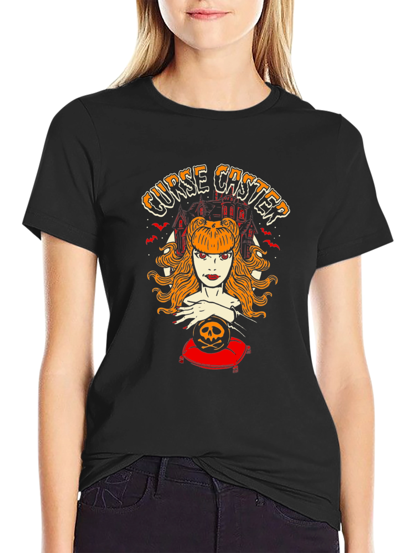 Curse Caster Graphic T-Shirt - Halloween Witch Tee