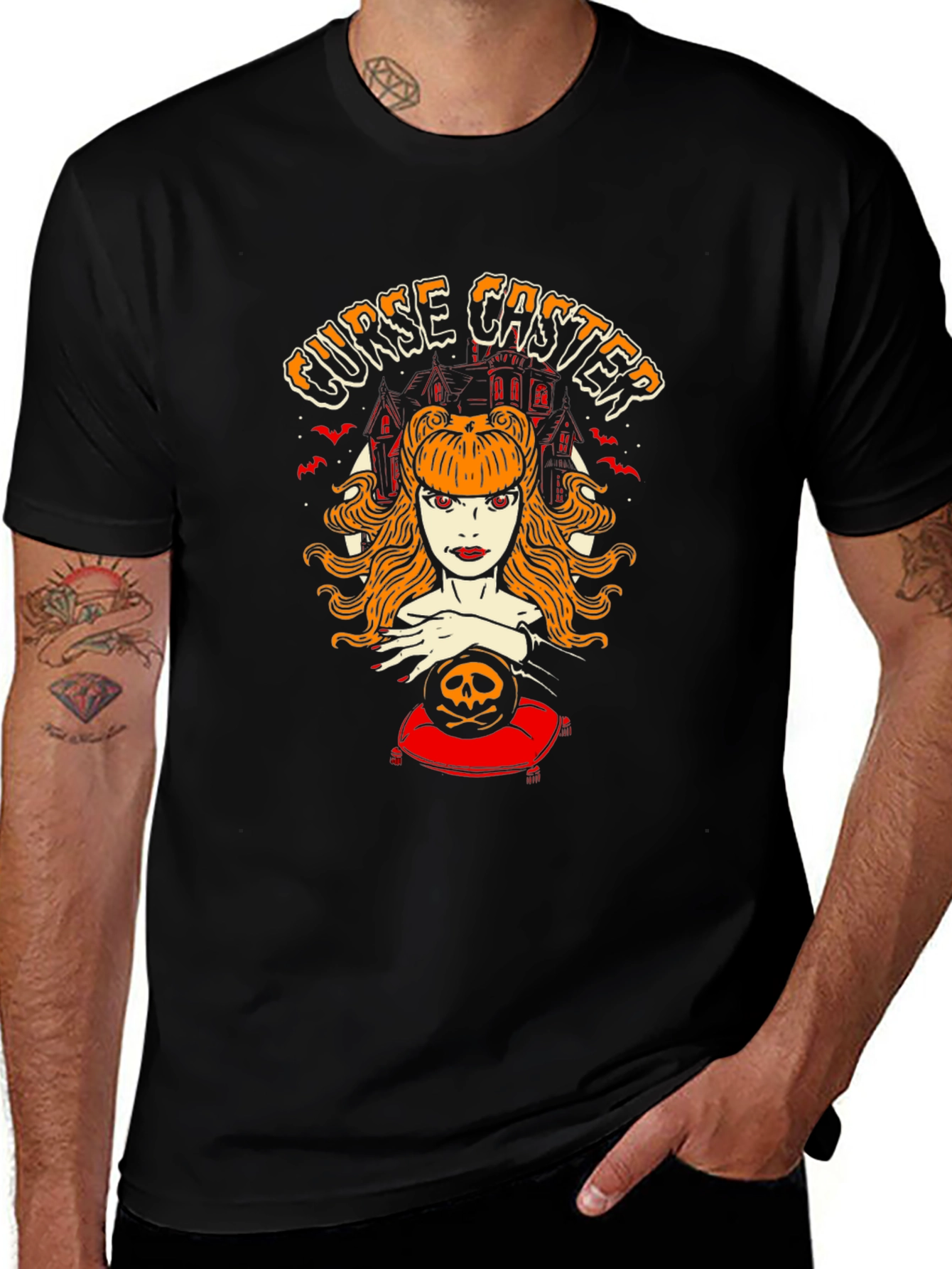 Curse Caster Graphic T-Shirt - Halloween Witch Tee