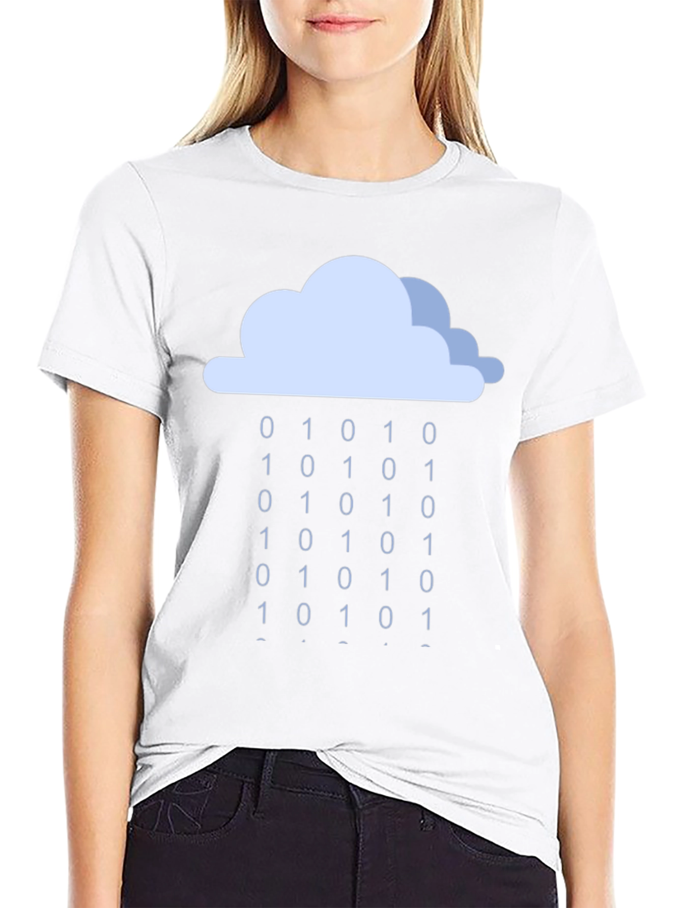 Binary Rain Cloud T-Shirt - Coding Tee