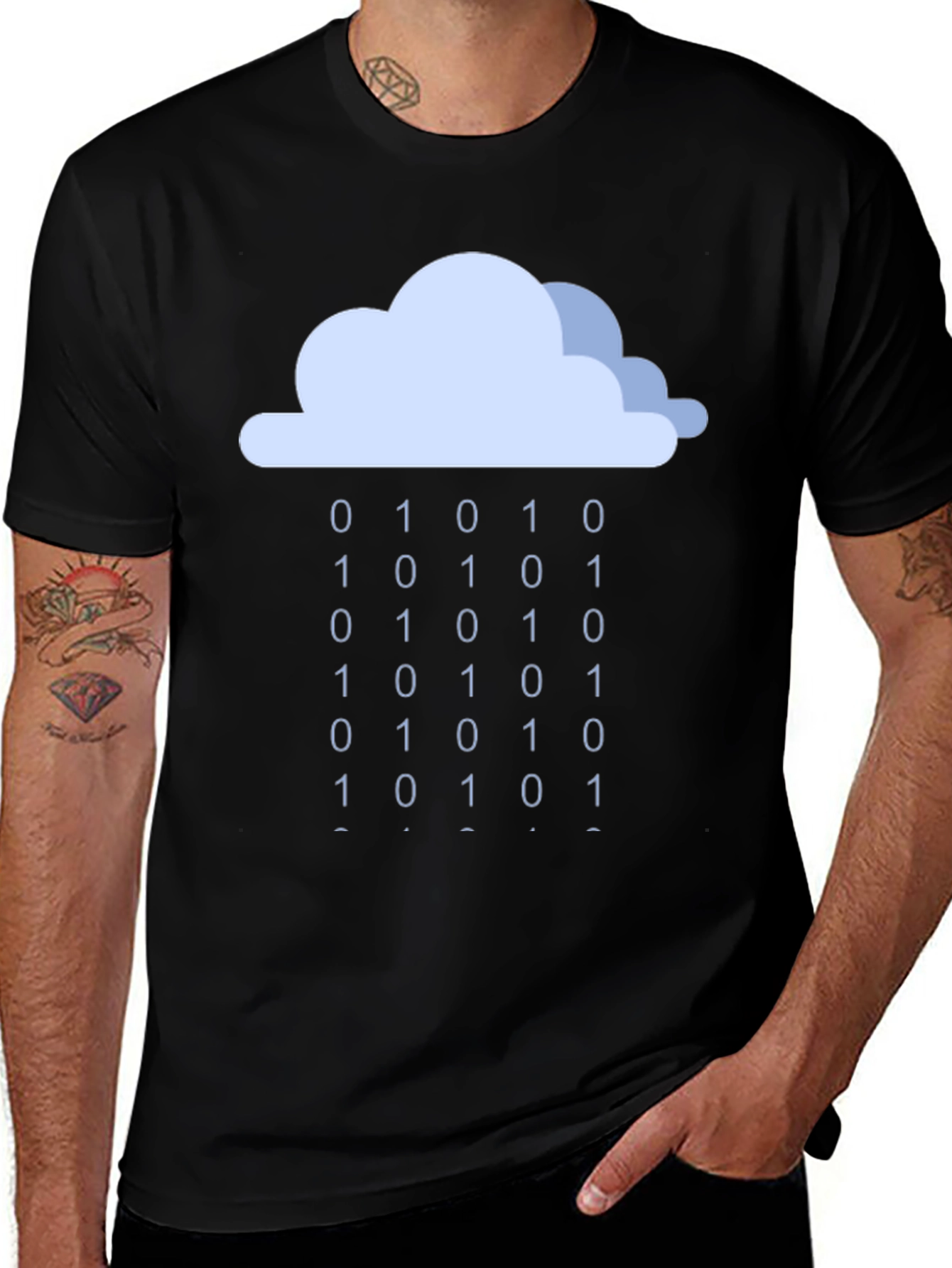 Binary Rain Cloud T-Shirt - Coding Tee