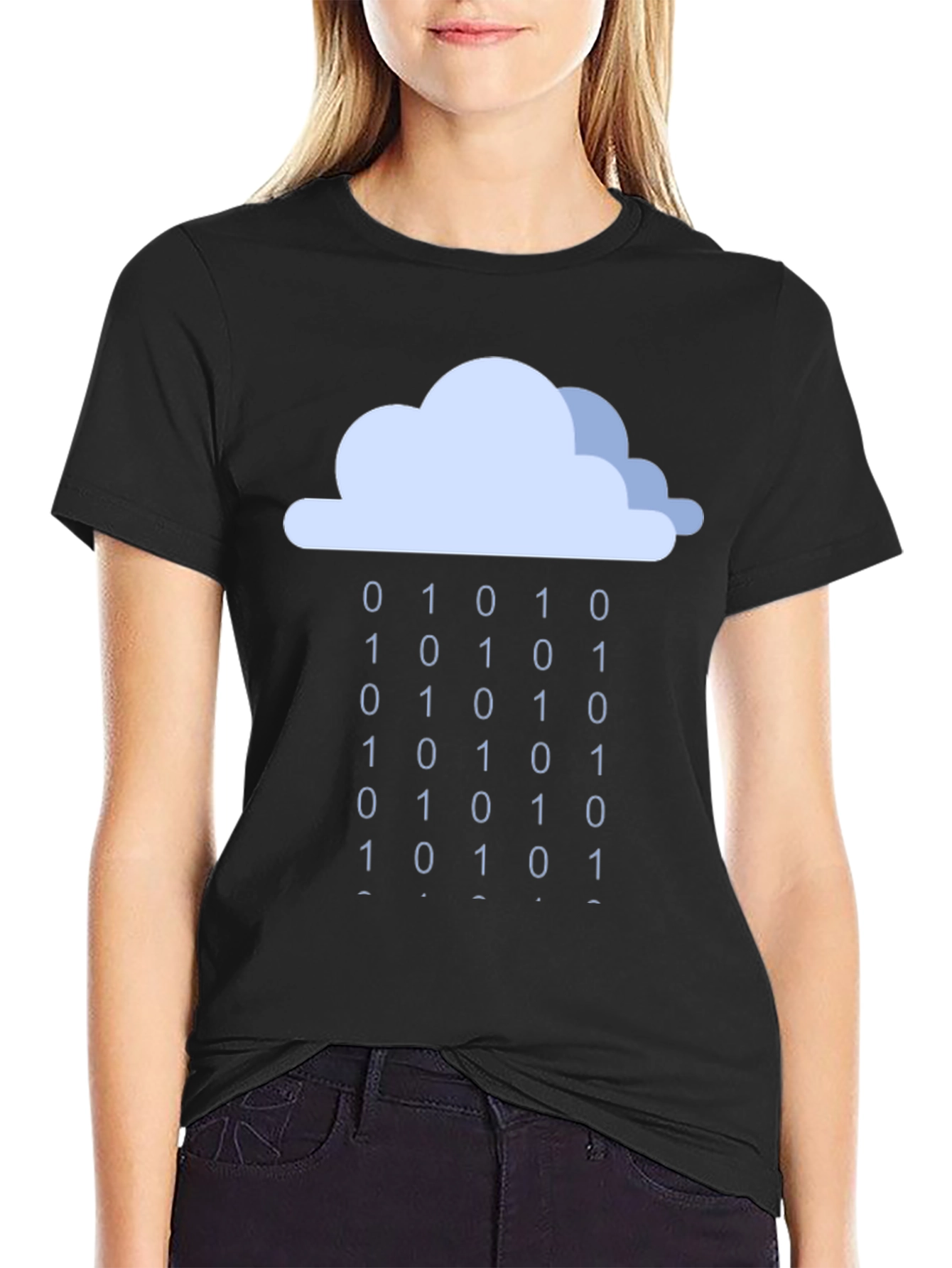 Binary Rain Cloud T-Shirt - Coding Tee