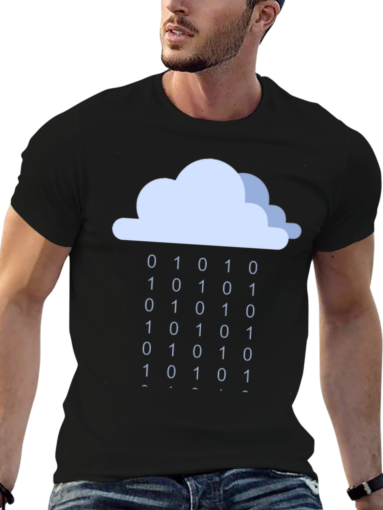 Binary Rain Cloud T-Shirt - Coding Tee