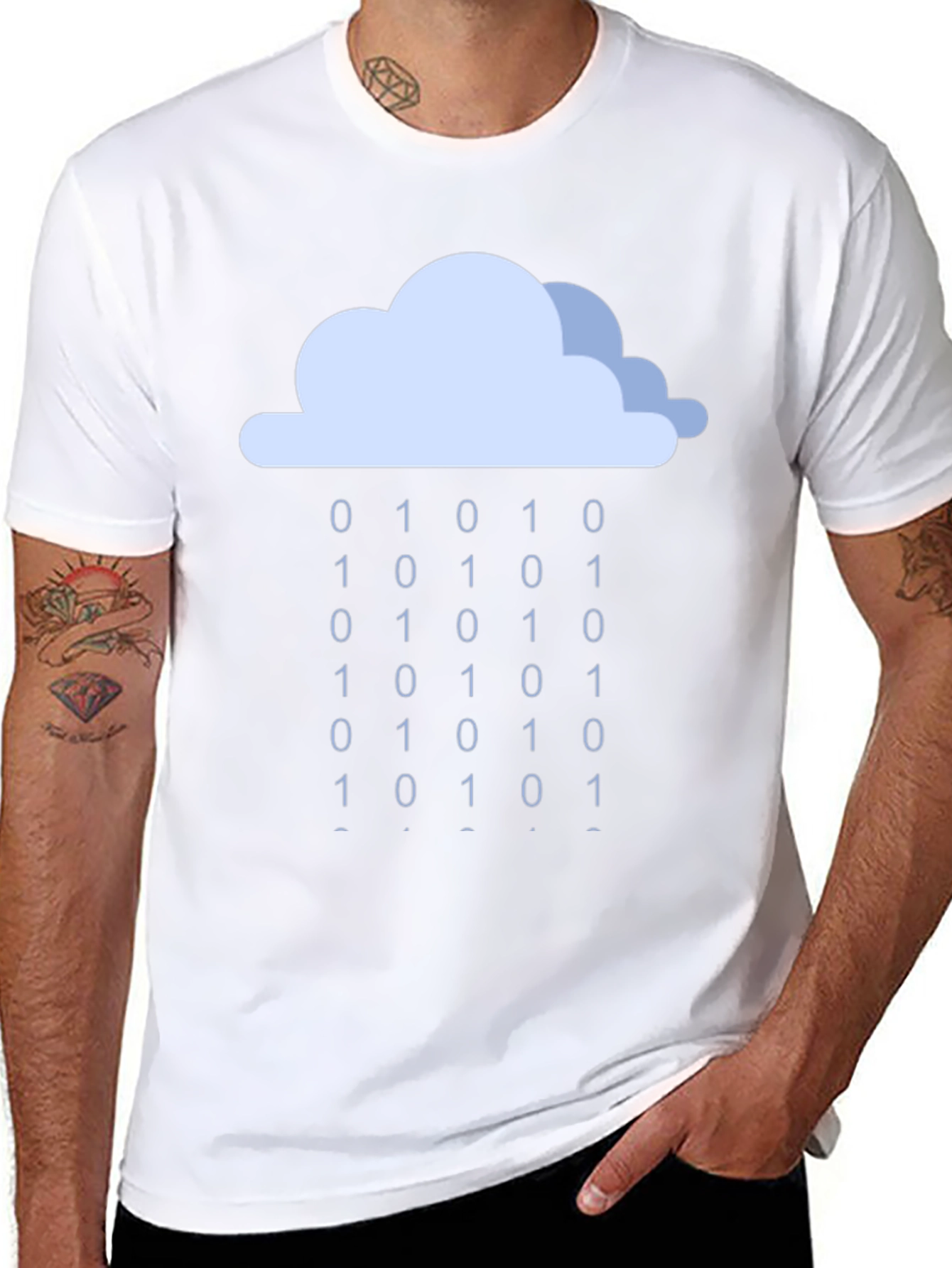Binary Rain Cloud T-Shirt - Coding Tee