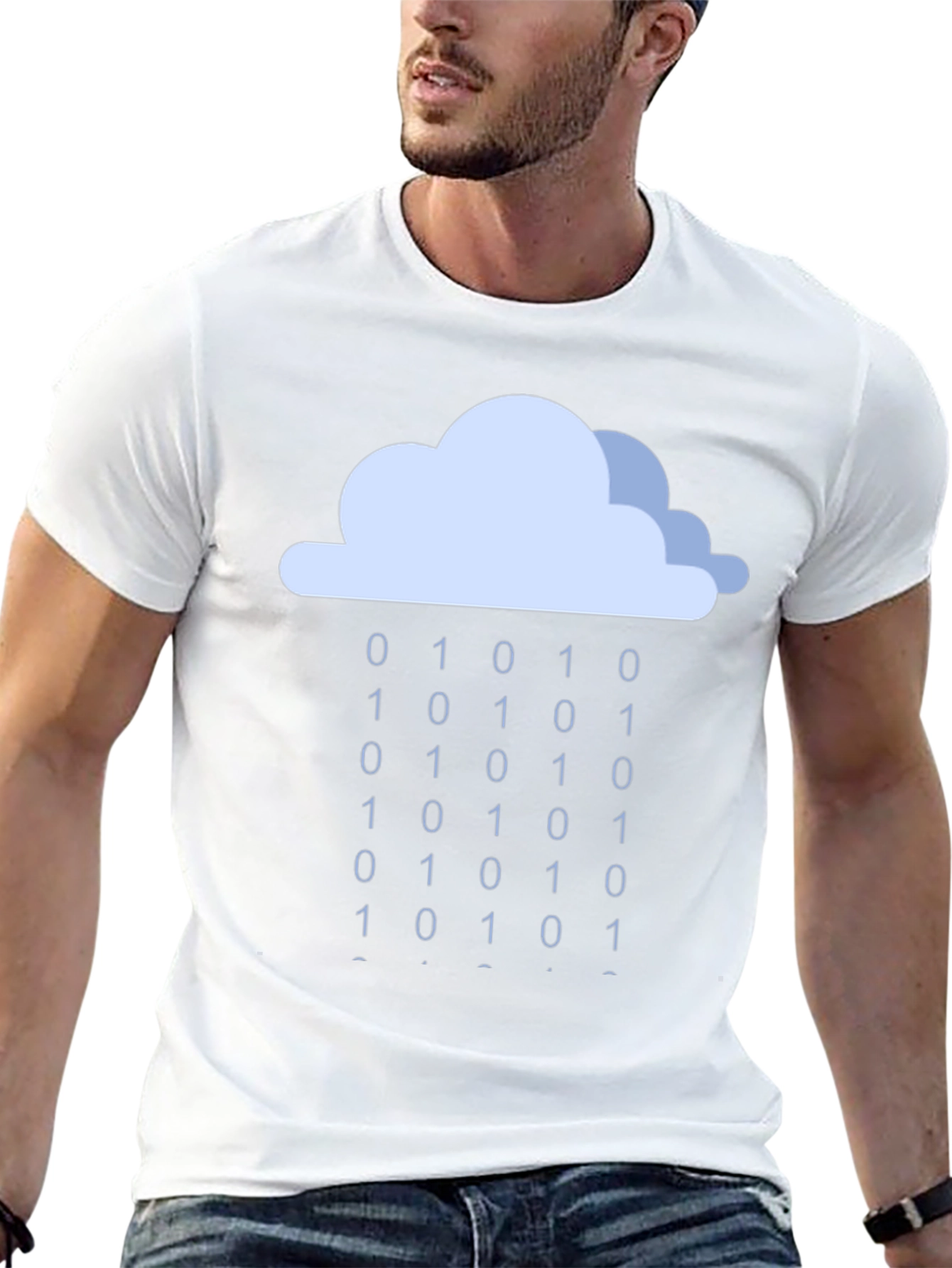 Binary Rain Cloud T-Shirt - Coding Tee