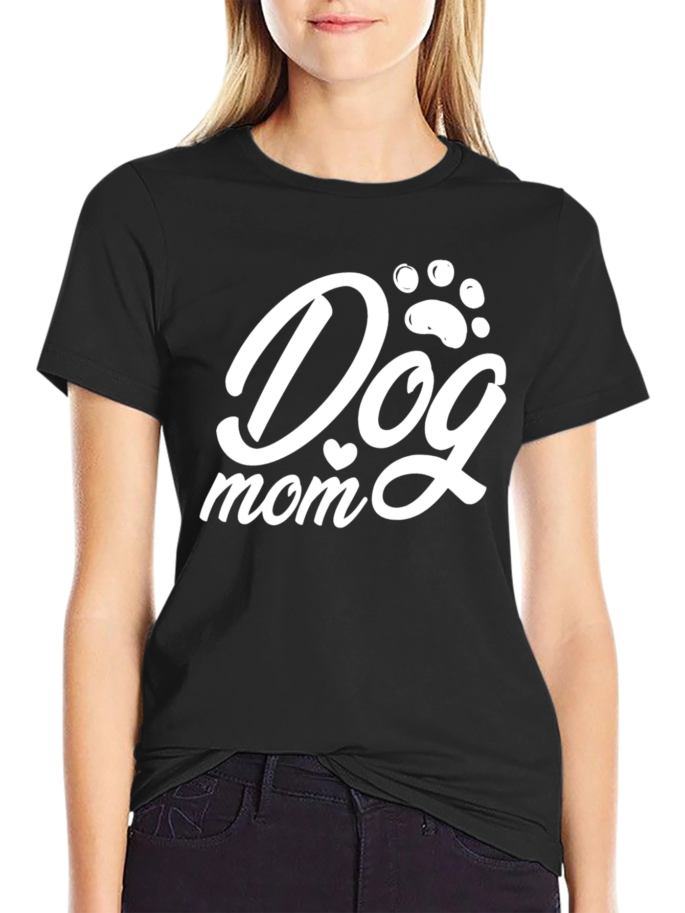 Dog Mom Graphic Tee - Black