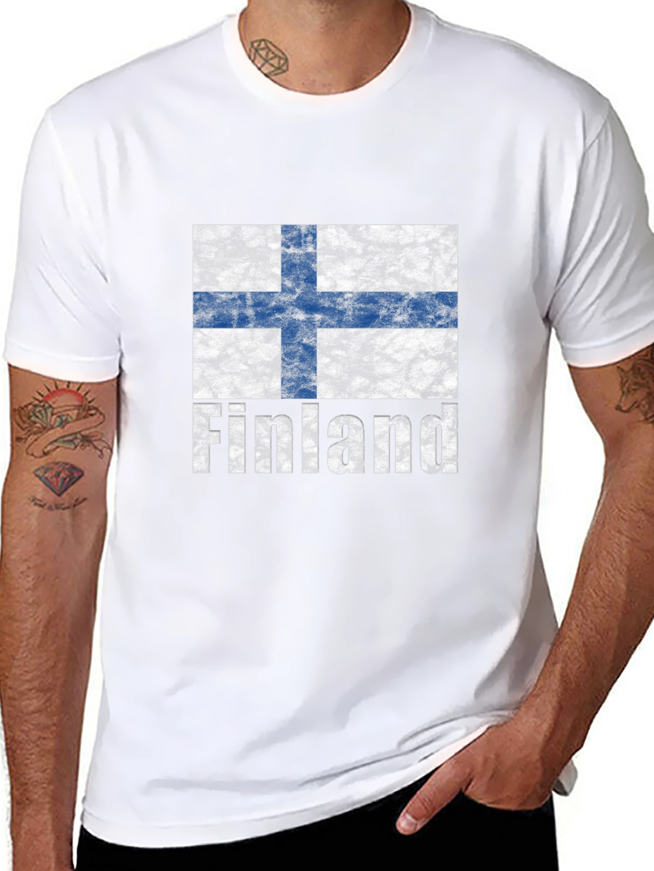 Finland Flag T-Shirt - Distressed Design