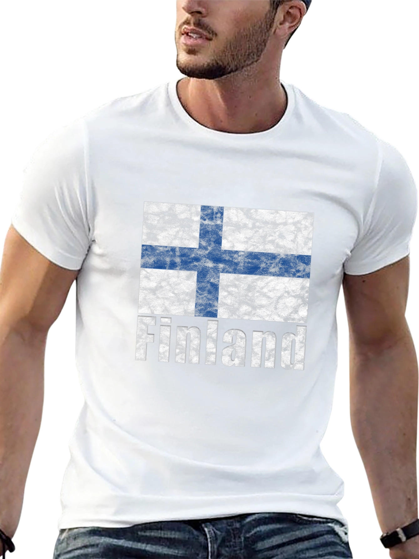 Finland Flag T-Shirt - Distressed Design